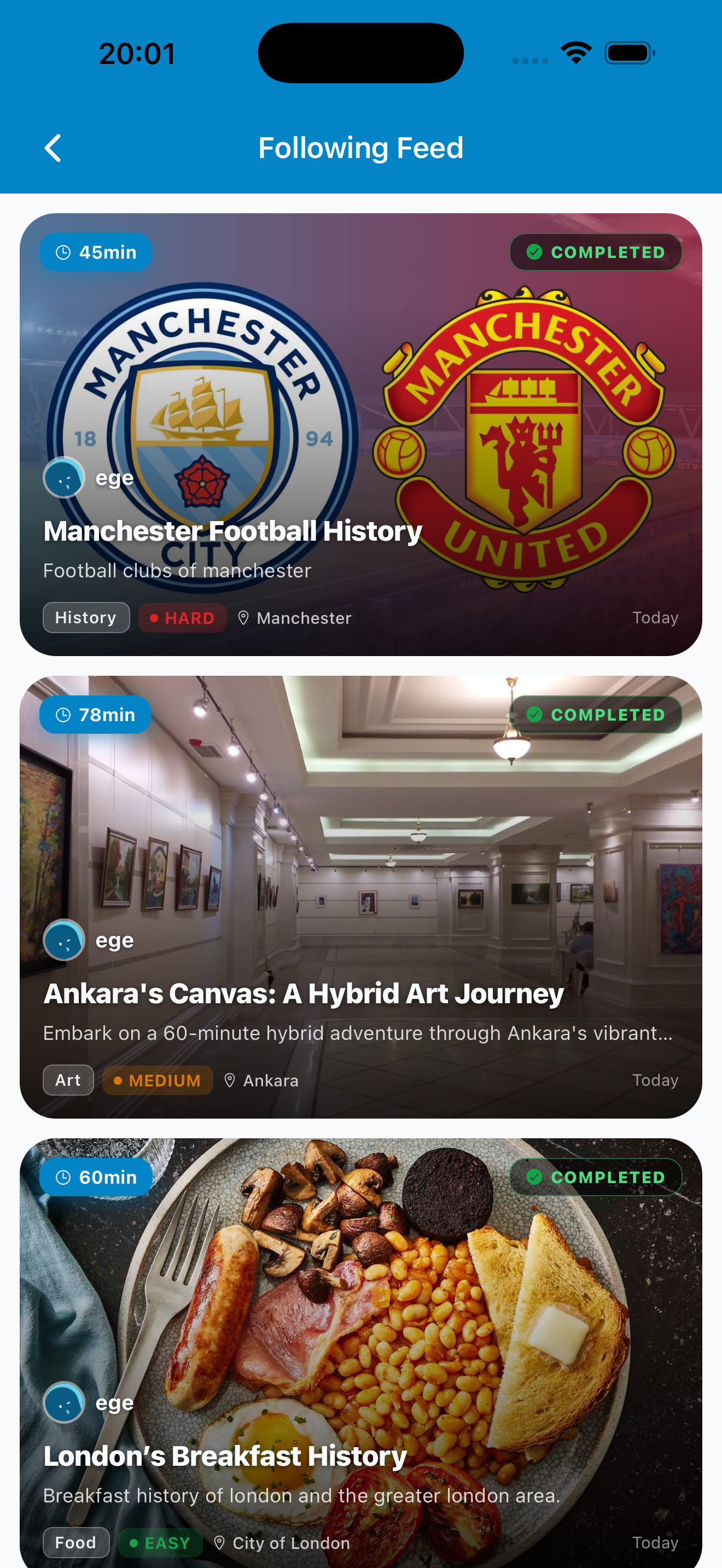 Odyssey following feed screen preview