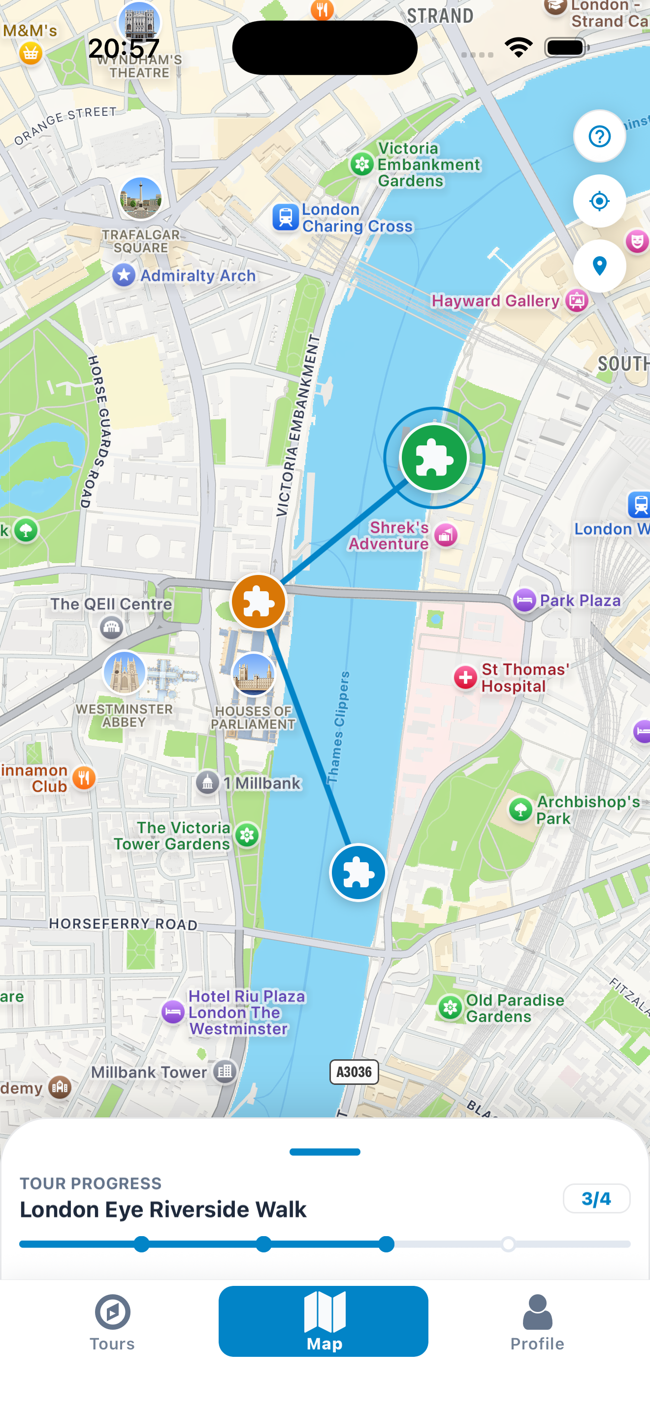 Odyssey active route progress screen